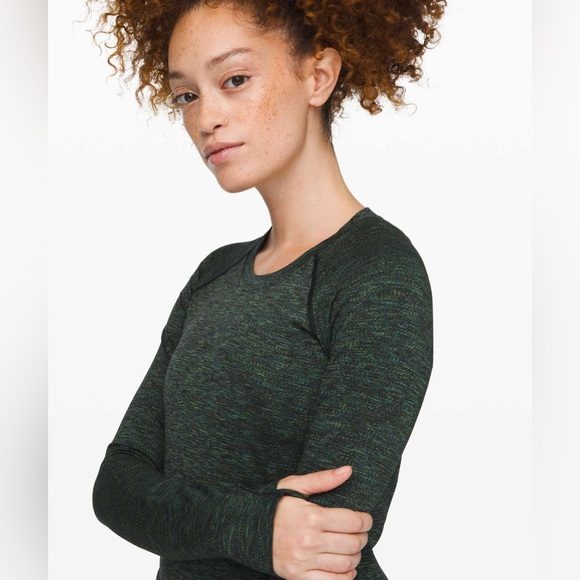 Lululemon Swiftly Speed Long Sleeve sz 4 
Black / Deep Coal / Clean Green /Azure - Picture 3 of 10